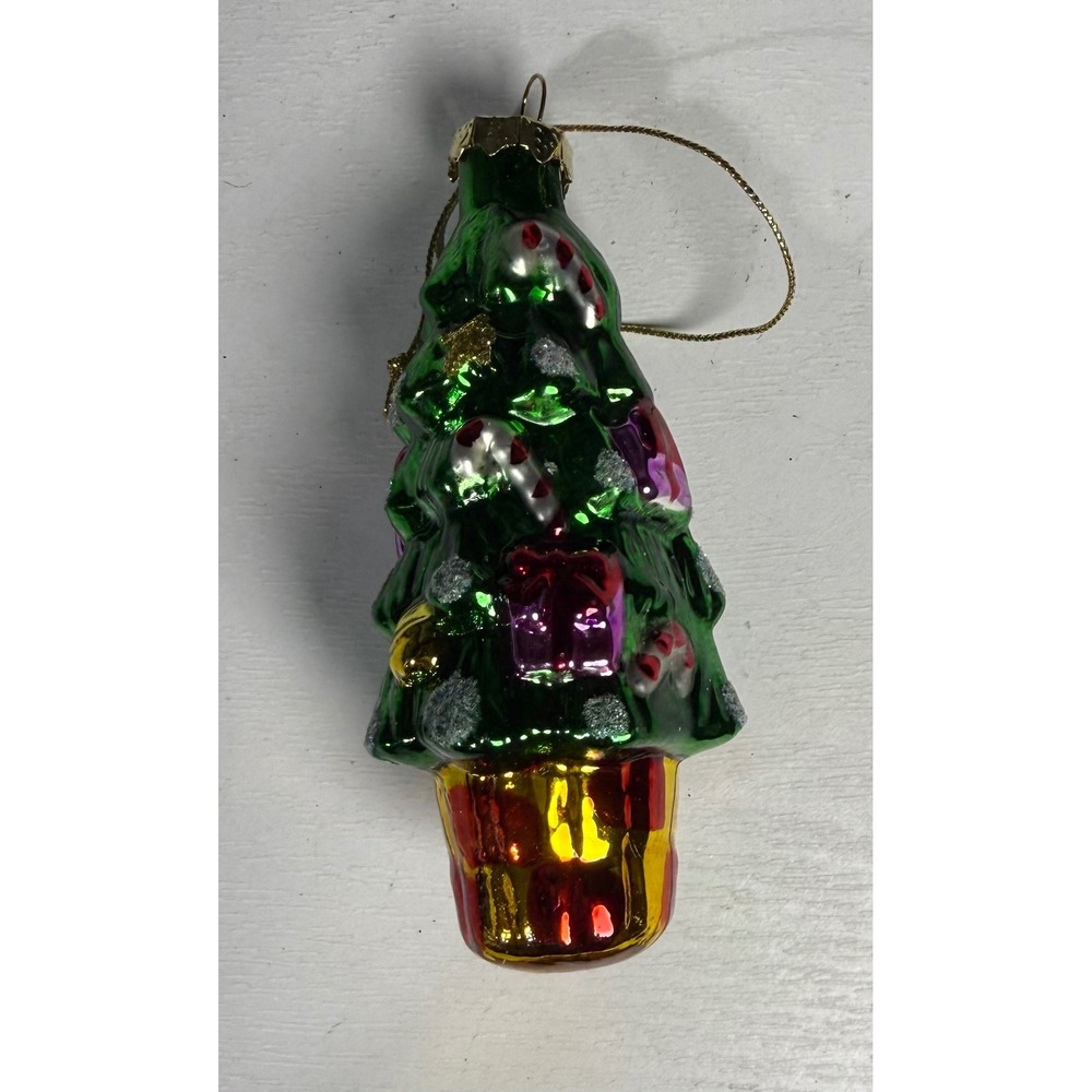 Blown Glass Christmas House Tree Ornament Festive Holiday Decor Gift Vintage